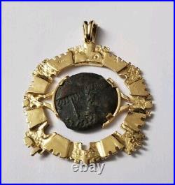 14K Solid Gold Antique Wheat  Coin Pendant / Estate