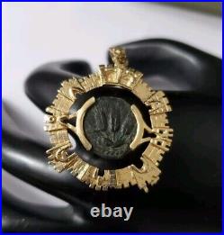 14K Solid Gold Antique Wheat  Coin Pendant / Estate