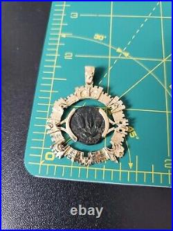 14K Solid Gold Antique Wheat  Coin Pendant / Estate