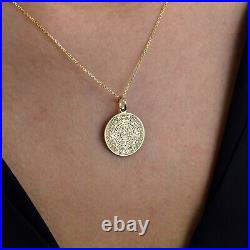 14K Solid Gold Aztec Calendar Necklace, Mexican Mayan Coin, Gold Aztec Jewelry