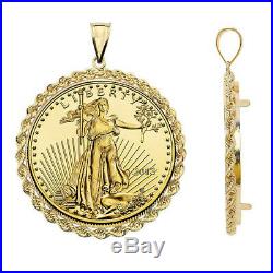 14K Solid Gold Coin Mounting American Eagle Frame Rope Edge