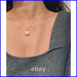 14K Solid Gold Coin Pendant Minimalist Coin Round Necklace Engrave able Pendant