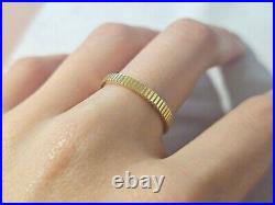 14K Solid Gold Handmade Ring Band with Milled Coin Edges