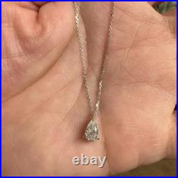 14K Solid Gold IGI Certified 1CTW Pear Shape Diamond Solitaire Necklace 14K Solid Gold IGI Certified 1CTW Pear Shape Diamond Solitaire Necklace