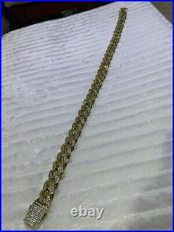 14K Solid Gold Leaf Branch 20mm Wide-20Inch HEAVY VS Cuban Lab Diamond Necklace