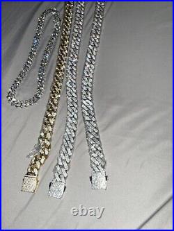 14K Solid Gold Leaf Branch 20mm Wide-20Inch HEAVY VS Cuban Lab Diamond Necklace