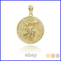 14K Solid Gold Lord Hanuman Hindu God Coin Pendant Necklace