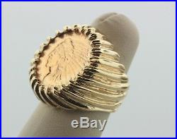 14K Solid Gold Men's Coin Ring 1913 $2.5 Liberty Indian Head Coin Size 6
