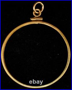14K Solid Gold Mexico 1 OZ Gold Screw Top Style Plain Edge Coin Bezel Frame New