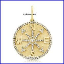 14K Solid Gold Radiant Diamond Compass Pendant, Direction Medallion Coin Pendant 14K Solid Gold Radiant Diamond Compass Pendant, Direction Medallion Coin Pendant