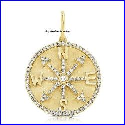 14K Solid Gold Radiant Diamond Compass Pendant, Direction Medallion Coin Pendant 14K Solid Gold Radiant Diamond Compass Pendant, Direction Medallion Coin Pendant