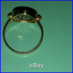 14K Solid Gold Ring Alexander the Great coin size 8 vintage with hallmark
