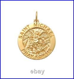14K Solid Gold Saint Michael Medallion Coin Pendant