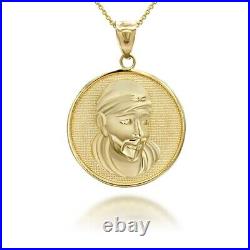 14K Solid Gold Sathya Sai Baba Hindu Guru Coin Pendant Necklace