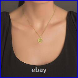 14K Solid Gold Star of David All-Seeing Eye Coin Pendant Necklace