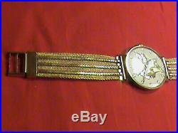 14K Solid Gold Vintage Liberty Coin Valois Swiss Mens Watch Germany Mesh Band