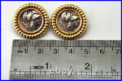 14K Solid Gold and Ancient Alexander III Silver Coins Earrings
