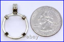 14K Solid White Gold 16.5mm Half Dime Eagle $5 Gold 1/10oz Coin Bezel Pendant