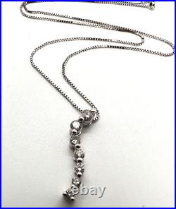 14K Solid White Gold Box 16 Chain with 10K Diamond Pendant Sale Save 400. #1963