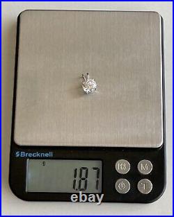 14K Solid White Gold Pendant Round Brilliant? Cut Cubic Zirconia 10mm Wide STAMP