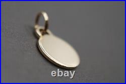 14K Solid Yellow Gold 0.7 Polished Small Circle Engravable Charm Coin Pendant