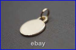 14K Solid Yellow Gold 0.7 Polished Small Circle Engravable Charm Coin Pendant
