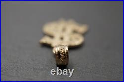 14K Solid Yellow Gold 0.8 Diamond Cut Dollar Sign Charm Pendant