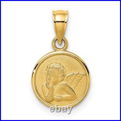 14K Solid Yellow Gold 10mm Guardian Angel Wings Coin Necklace 14K Solid Yellow Gold 10mm Guardian Angel Wings Coin Necklace