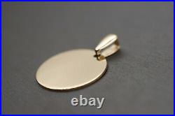 14K Solid Yellow Gold 16MM Round Engravable High Polished Coin Charm Pendant