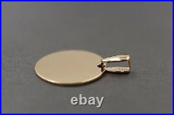 14K Solid Yellow Gold 16MM Round Engravable High Polished Coin Charm Pendant