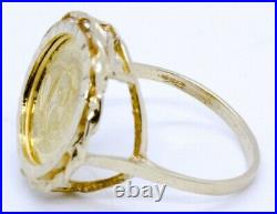 14K Solid Yellow Gold 1988.999 Chinese 1/20 oz Gold Panda Coin Bezel Ring s 6.5