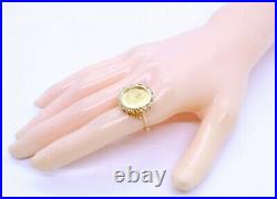 14K Solid Yellow Gold 1988.999 Chinese 1/20 oz Gold Panda Coin Bezel Ring s 6.5
