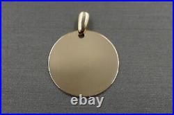 14K Solid Yellow Gold 19MM Round Polished Engravable Coin Charm Pendant