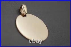 14K Solid Yellow Gold 19MM Round Polished Engravable Coin Charm Pendant