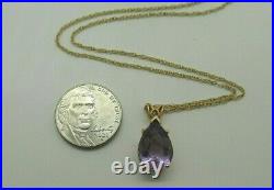 14K Solid Yellow Gold Chain with 2.5 CT Amethyst Drop Pendant 18 L SAVE 300 #1684