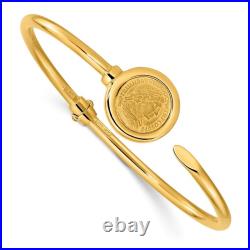 14K Solid Yellow Gold Coin Bangle Bracelet