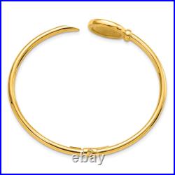 14K Solid Yellow Gold Coin Bangle Bracelet