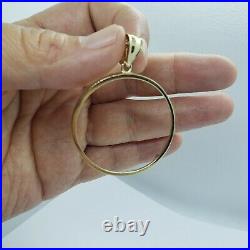 14K Solid Yellow Gold Coin Edge Bezel 38.2mm Pendant without 10K Gold Eagle Coin