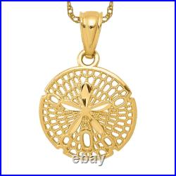 14K Solid Yellow Gold Filigree Sand Dollar Starfish Necklace 14K Solid Yellow Gold Filigree Sand Dollar Starfish Necklace
