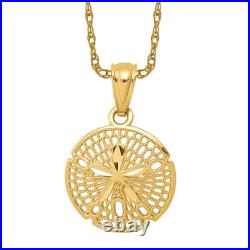 14K Solid Yellow Gold Filigree Sand Dollar Starfish Necklace 14K Solid Yellow Gold Filigree Sand Dollar Starfish Necklace