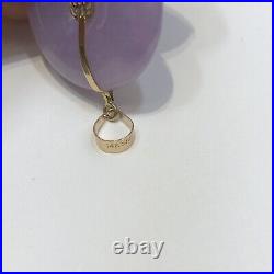 14K Solid Yellow Gold Round Purple Jade Pendant Chinese Coin 7.7 g (1 In)