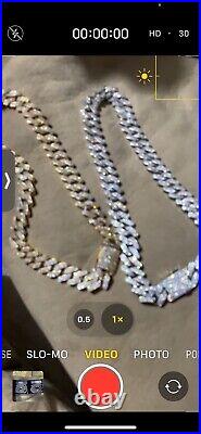 14K White Solid Gold 20mm Wide 22inch HEAVY Cuban VVS Lab Moissanite Chain