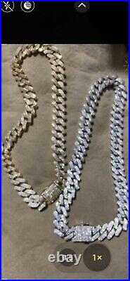 14K White Solid Gold 20mm Wide 22inch HEAVY Cuban VVS Lab Moissanite Chain