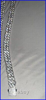 14K White Solid Gold 20mm Wide 22inches HEAVY Cuban VVS Lab Moissanite Chain