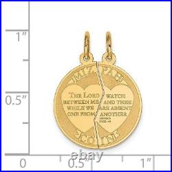 14K Yellow Gold 2 Piece Mizpah Coin Set Necklace Charm Pendant