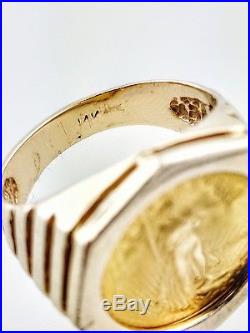 14K Yellow Gold American Eagle Coin Ring $5 Dollar 1/10 oz Fine Gold 11.6 grams