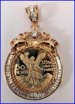 14K Yellow Gold Solid Mexican Diamond Centenario Coin 50 Pesos Pendant 1Ct 18' 14K Yellow Gold Solid Mexican Diamond Centenario Coin 50 Pesos Pendant 1Ct 18'