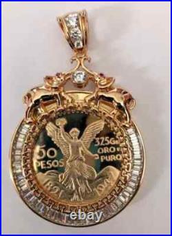 14K Yellow Gold Solid Sterling Silver Mexican Centenario Coin 50 Pesos Pendant 14K Yellow Gold Solid Sterling Silver Mexican Centenario Coin 50 Pesos Pendant