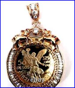 14K Yellow Gold Solid Sterling Silver Mexican Centenario Coin 50 Pesos Pendant 14K Yellow Gold Solid Sterling Silver Mexican Centenario Coin 50 Pesos Pendant