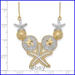 14K Yellow Gold Starfish Sand Dollar Sea Star Starfish Necklace